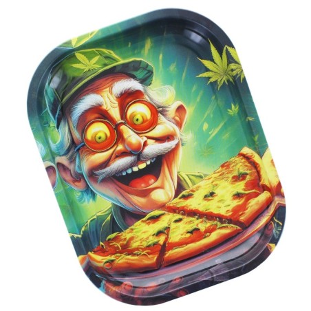 Plateau de Roulage "Weed N'Pizza" - métal - 18x14